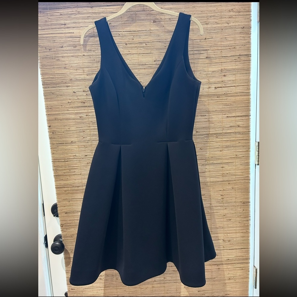 Anthropologie Ali Ro Navy Fit and Flare Pleated Dress Size 6 Ravine Flared Dress - Picture 5 of 9